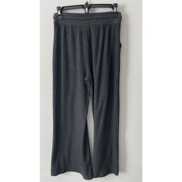 Beyond Yoga Charcoal Gray Waffle Knit Wide Leg Cropped Pants XS Athleisure - Picture 3 of 7